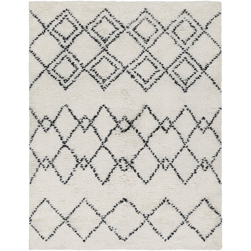 AllModern Gilbert Handmade Handwoven Wool Ivory/Black Rug Wayfair